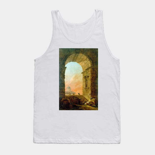 Hubert Robert Landscape with an Arch and The Dome of St Peter's in Rome Tank Top by pdpress